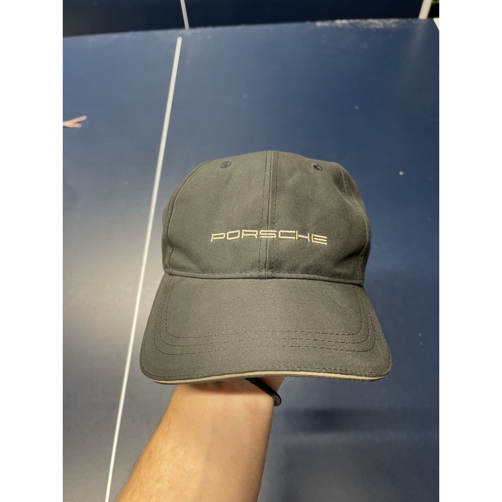 Vtg Porsche Classic Baseball Cap Made In Germany Black Adjustable Strap
